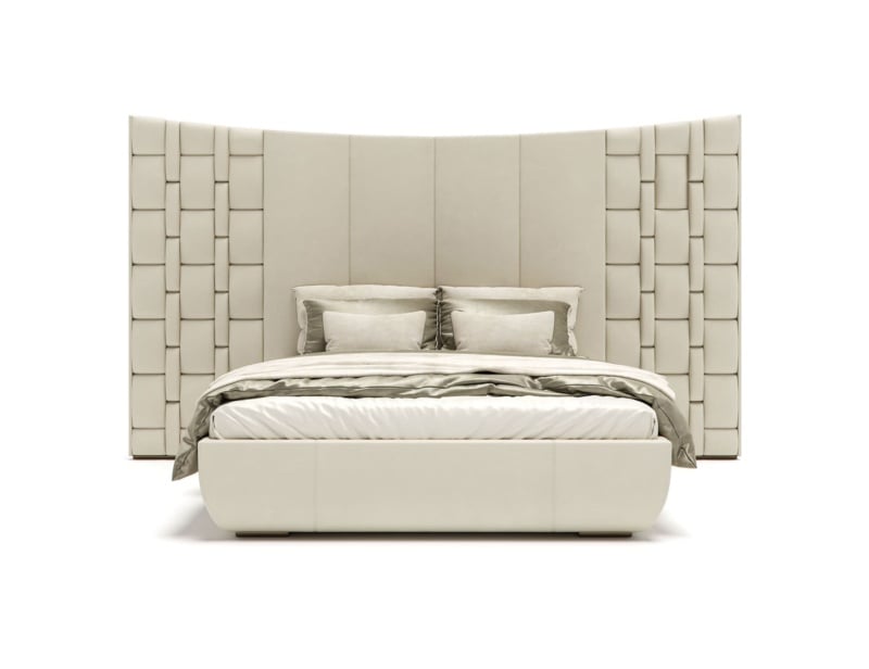 Jubilee XL contemporary Italian bed with cream leather