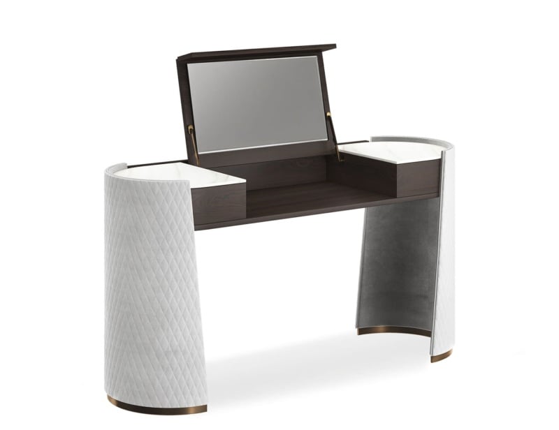 Majestic contemporary Italian vanity table with white leather