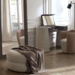 Majestic contemporary Italian vanity table with white leather