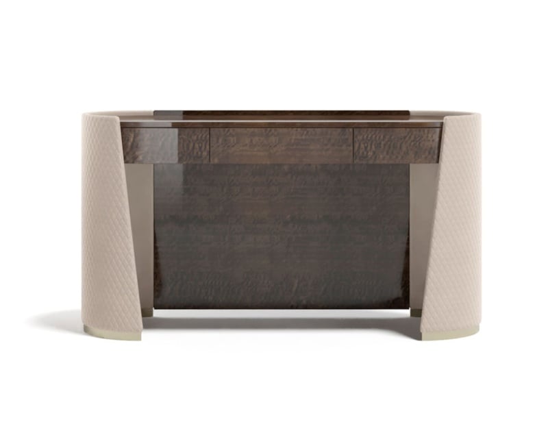 Majestic contemporary Italian vanity table with brown veneered wood