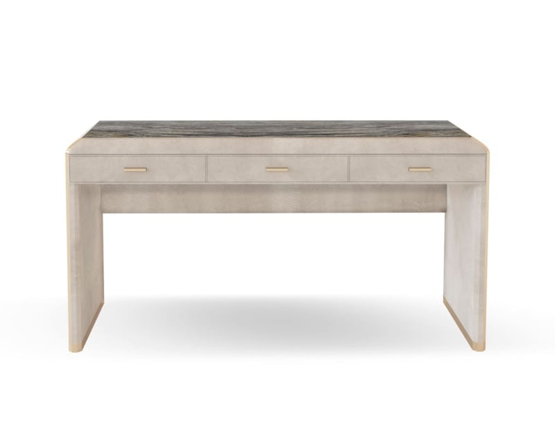 Orion contemporary Italian vanity table with beige leather