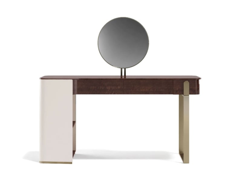 Parisienne contemporary Italian vanity table with brown veneered wood