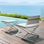 Riviera contemporary Italian pouf with white fabric