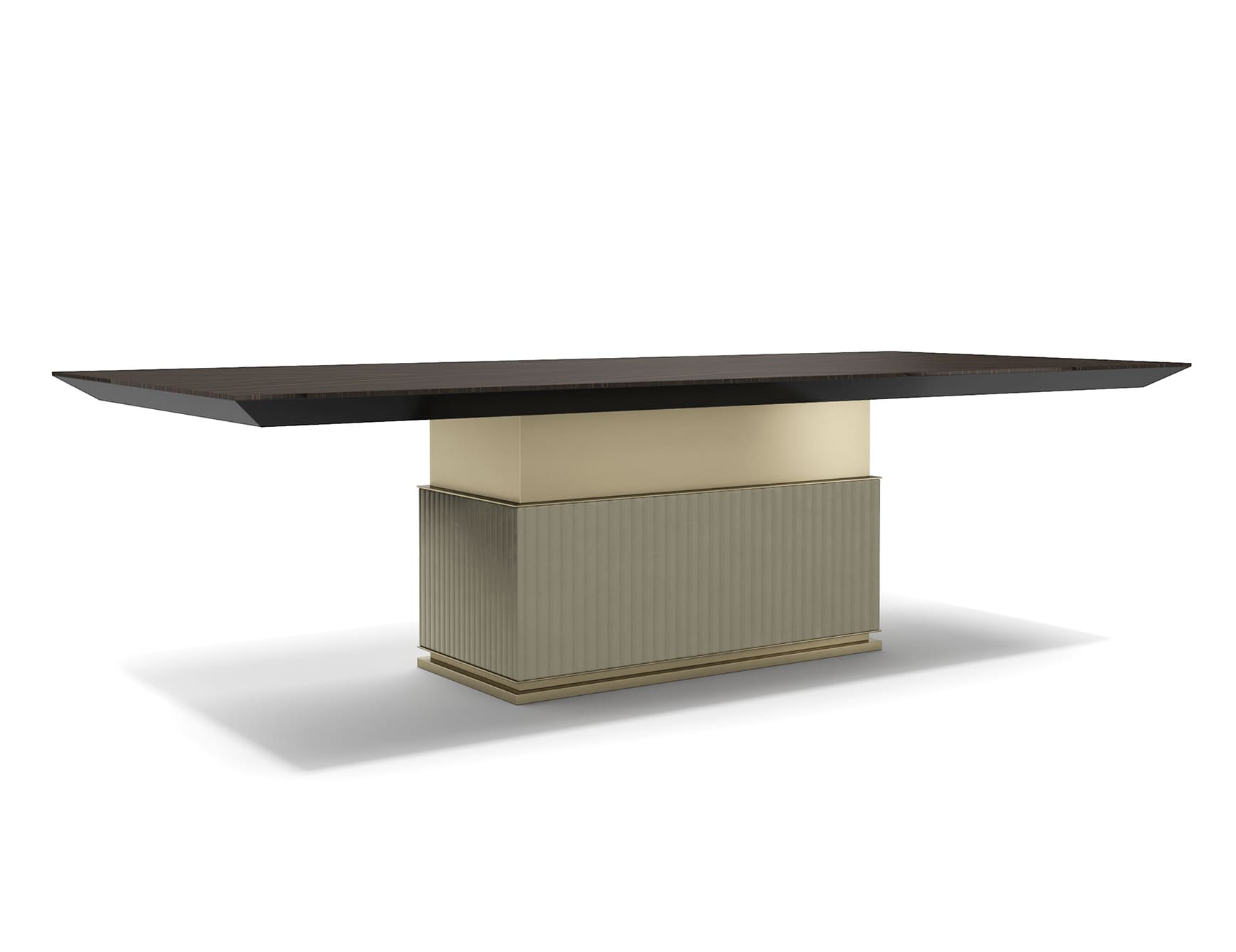 Rock contemporary Italian table with brown veneered wood