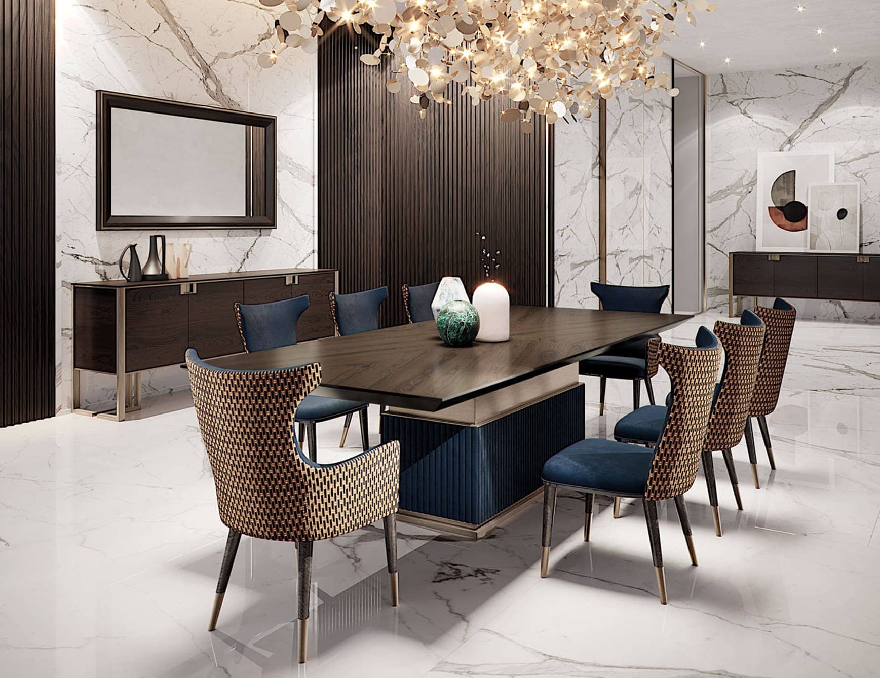 Rock contemporary Italian table with brown veneered wood
