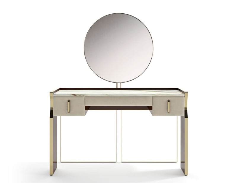 Trilogy contemporary Italian vanity table with beige veneered wood