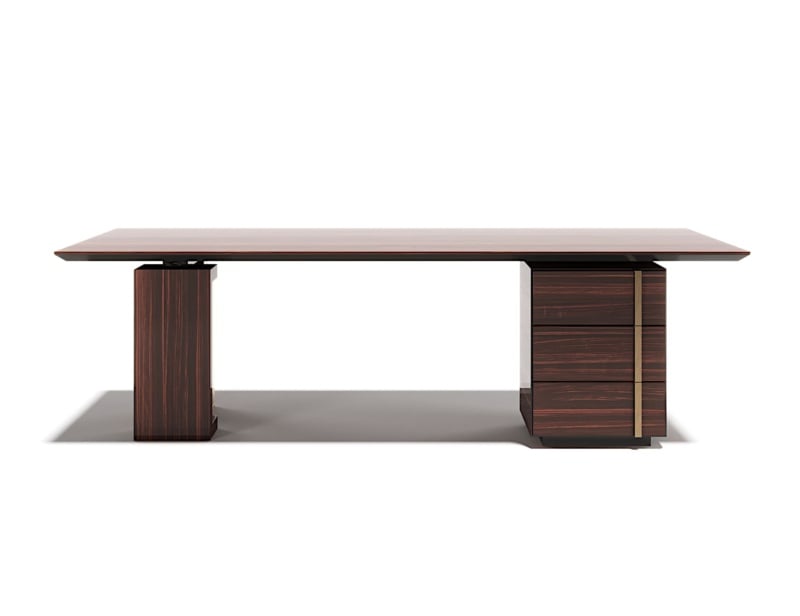 Tycoon contemporary Italian desk with brown veneered wood