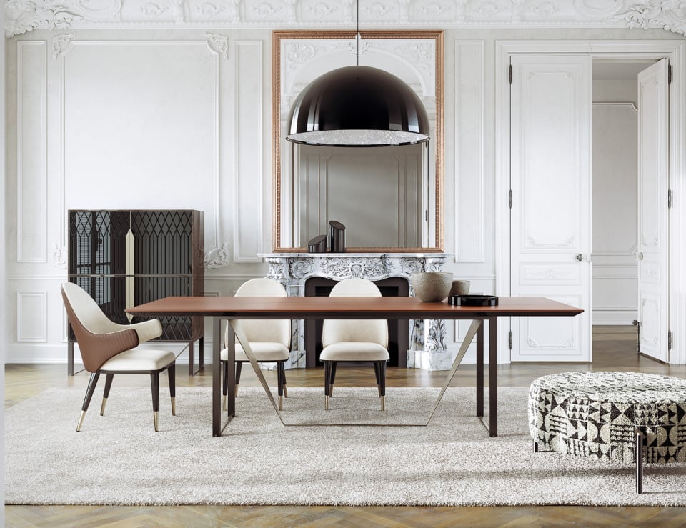Leather Diva dining armchair in elegant room setting