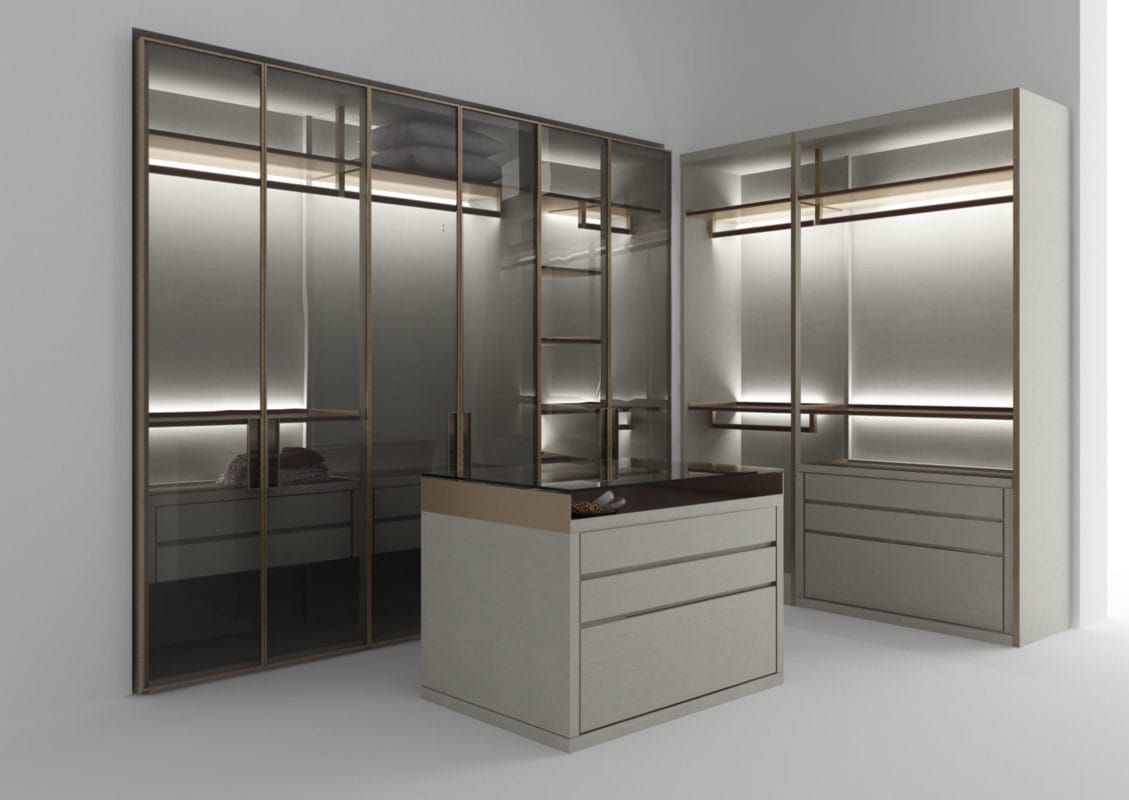 Wardrobe 01 Custom Made modern Italian wardrobe with beige Ebony wood