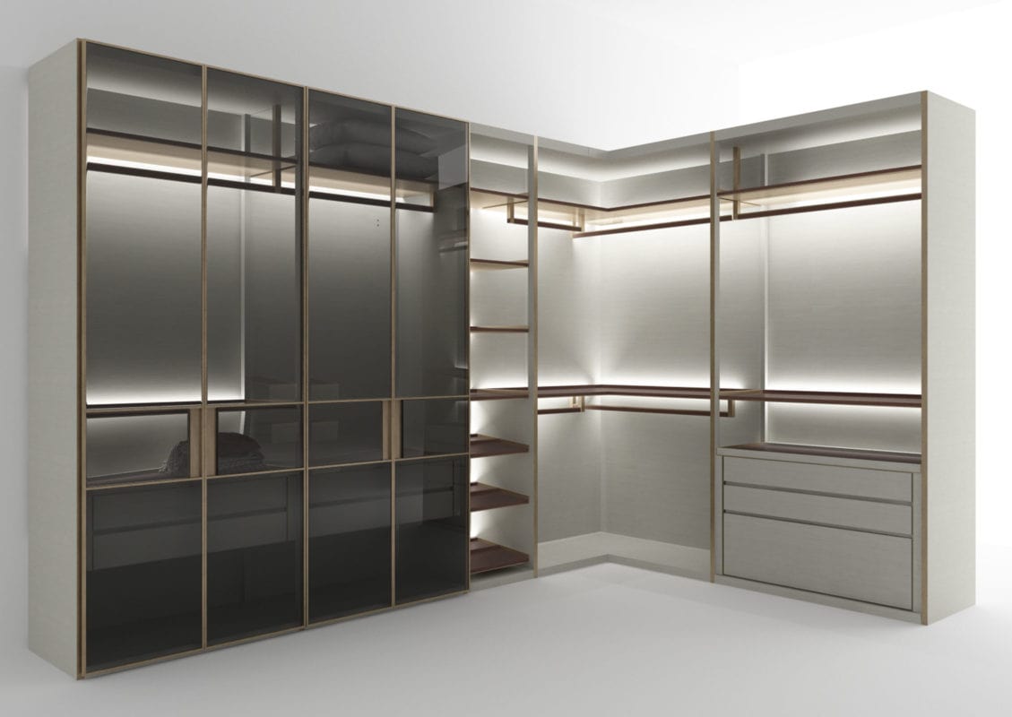 Wardrobe 01 Custom Made modern Italian wardrobe with beige Ebony wood