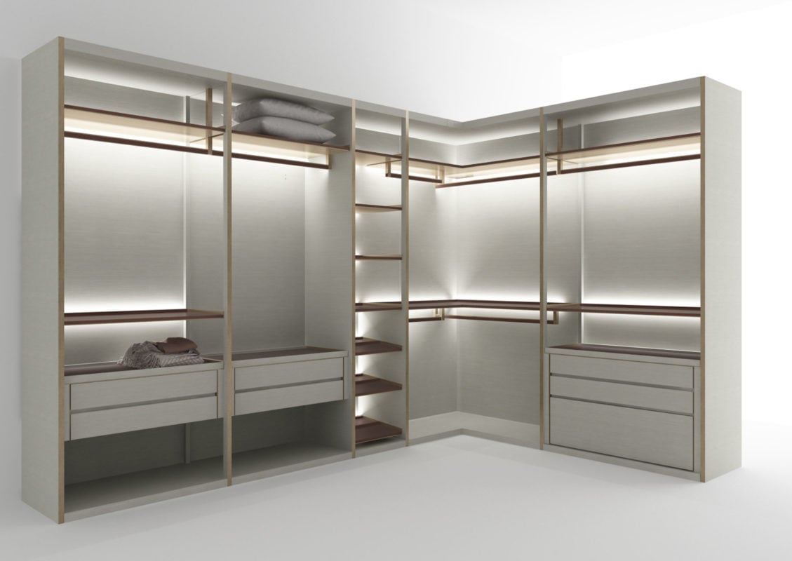 Wardrobe 01 Custom Made modern Italian wardrobe with beige Ebony wood