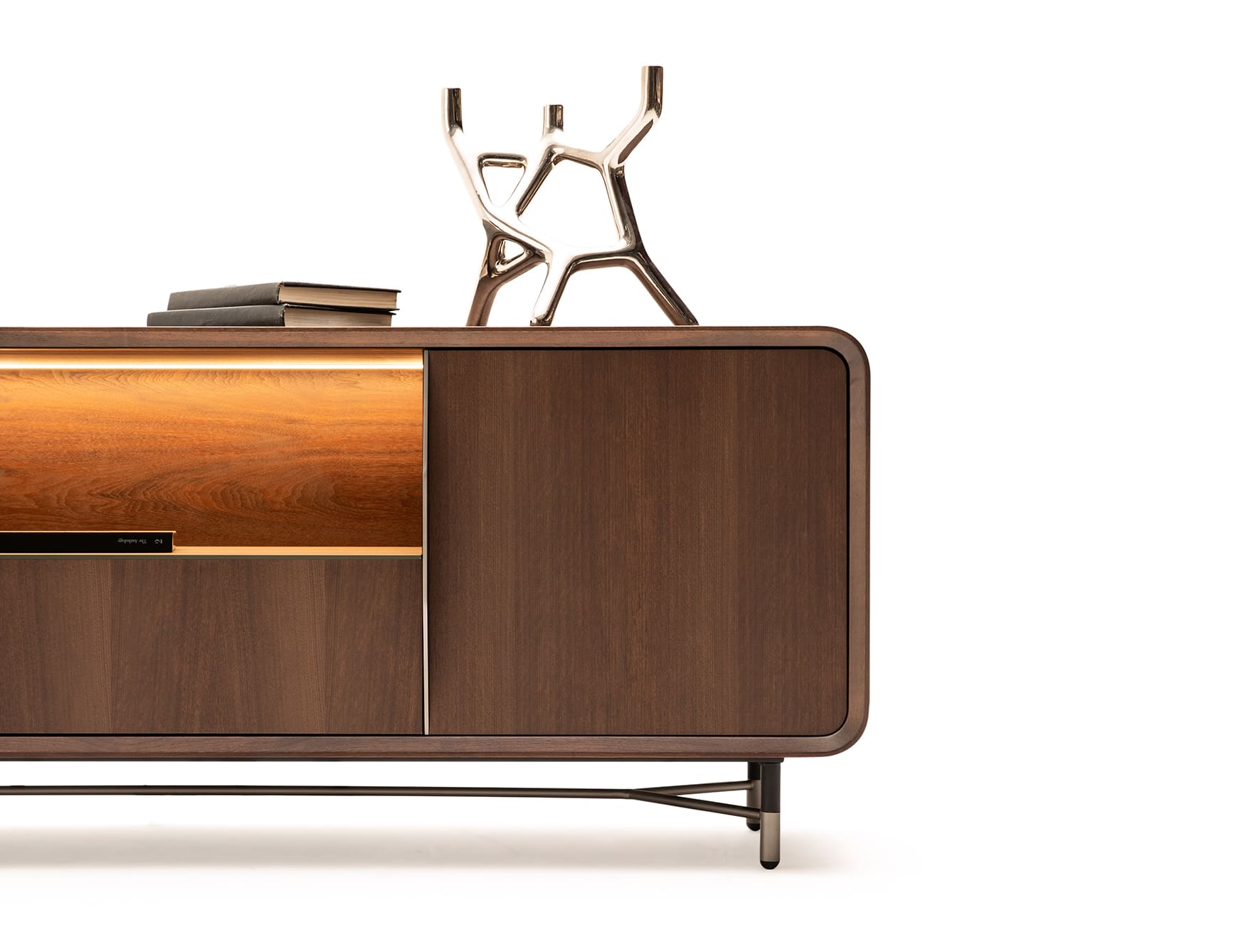 Chantal modern Italian credenza with brown Walnut wood