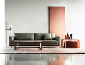 &lt;p&gt;The Lemma shaped sofa is ideal for the center of a room and is furnished with soft cushions. Lemma is made of a wooden frame and variable density expanded polyurethane stuffing and it features a suspension system of elastic bands, the base is made in wood lacquered 10% gloss. Irremovable lining. A set of 10 pillows complete the sofa as an option. Made in Italy.&lt;/p&gt;
