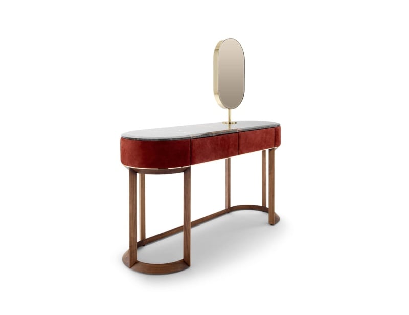 Yann modern Italian vanity table with red leather