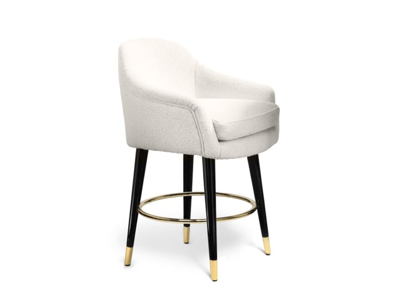 Bernadette modern Italian stool with white fabric