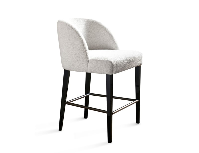 Colette modern Italian stool with white fabric