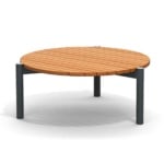 Lobster Tavolo Basso Tondo contemporary Italian coffee table with brown teak wood