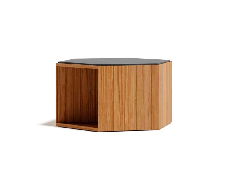 Zeta Tavolo Basso contemporary Italian coffee table with brown teak wood