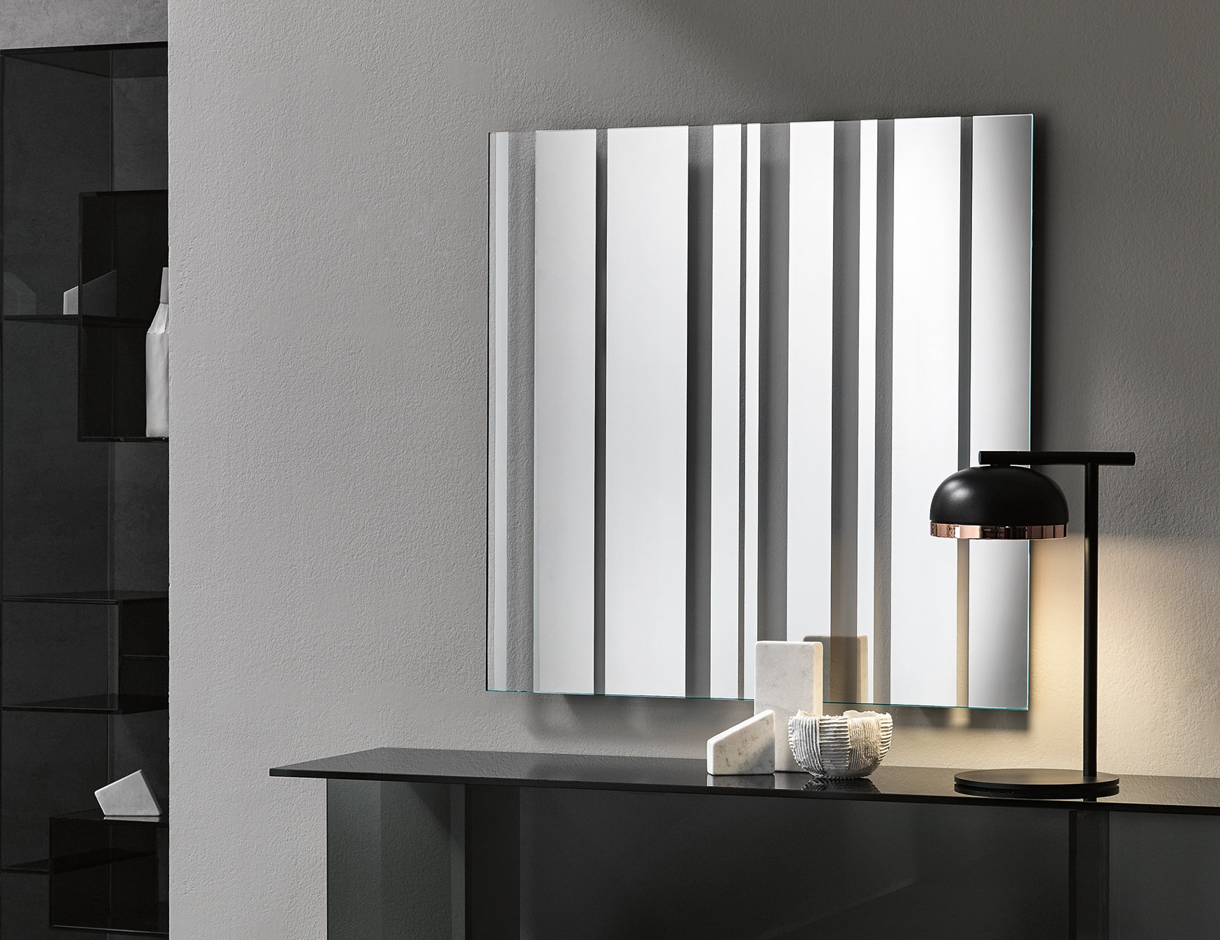 Barcode contemporary Italian mirror with mirrored glass