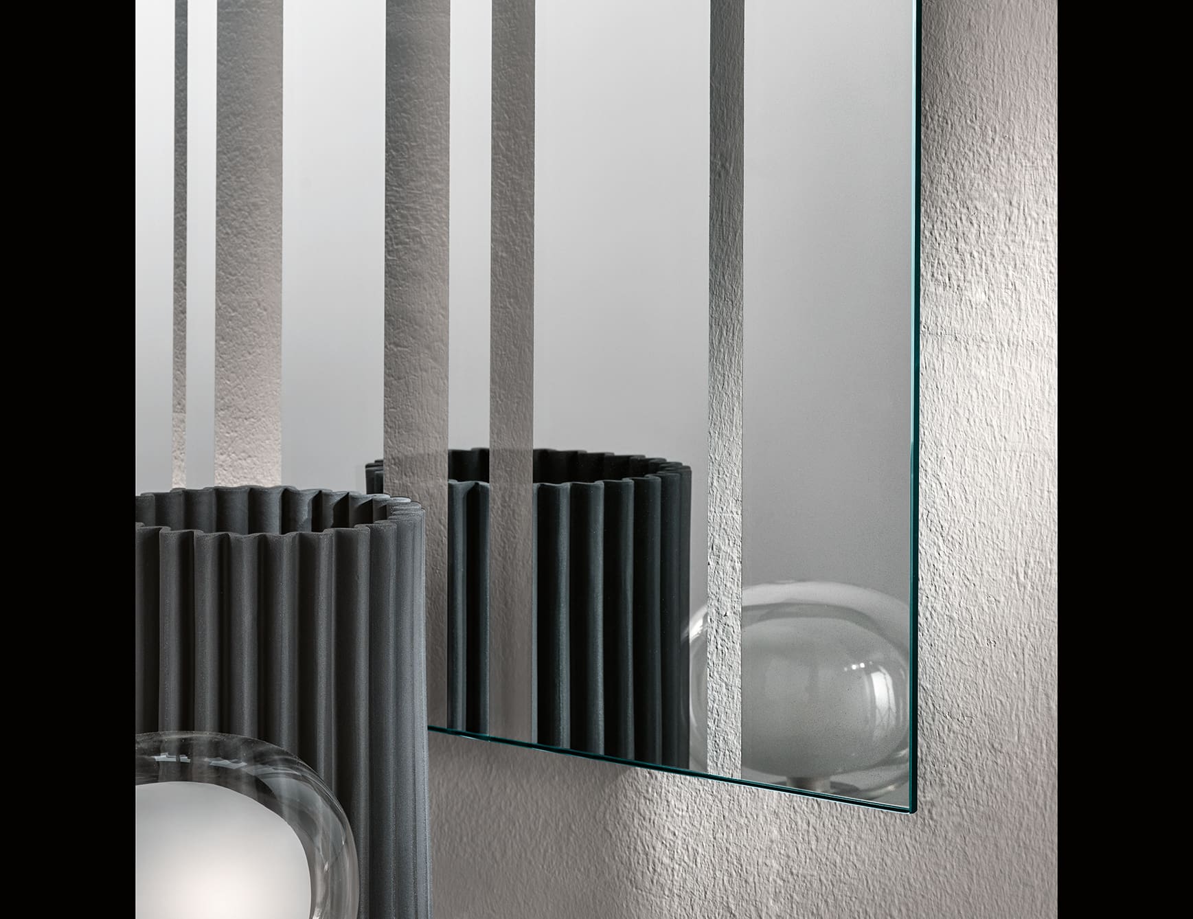 Barcode contemporary Italian mirror with mirrored glass