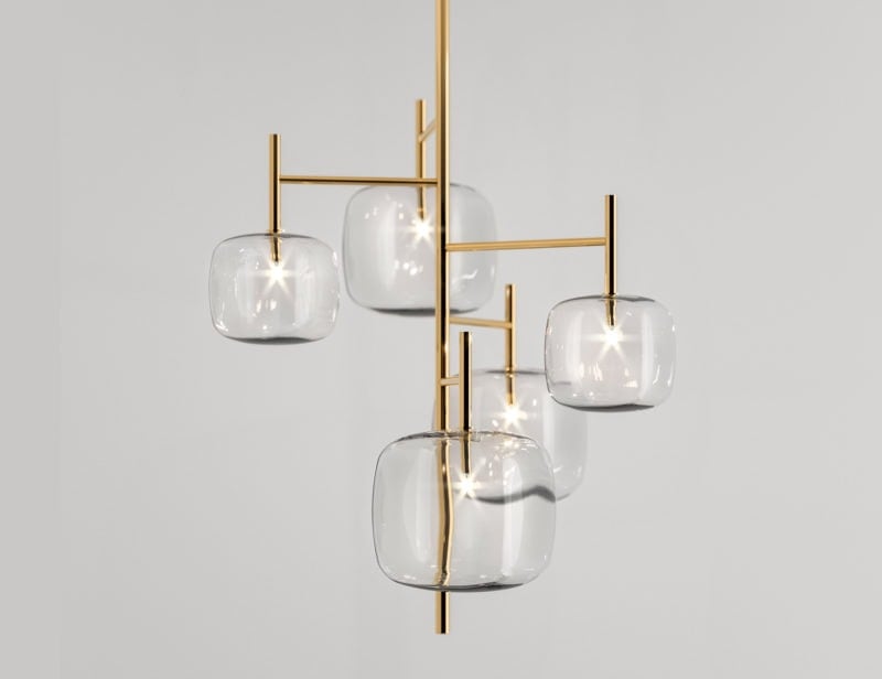 Hyperion contemporary Italian hanging light with transparent metal