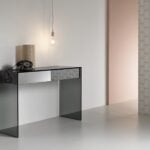 Gotham contemporary Italian console with black glass