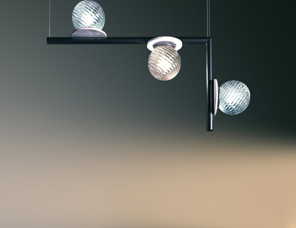 Afrodite modern Italian hanging light with white glass