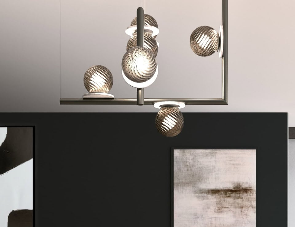 Afrodite modern Italian hanging light with white glass
