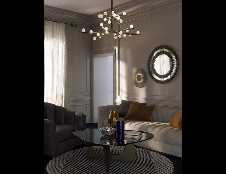 Demetra modern Italian pendant light with bronze glass