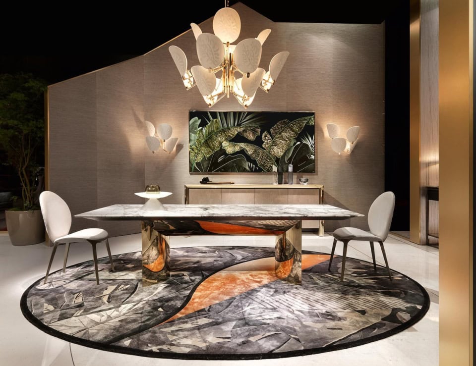 Kerwan Volare Dining Room modern luxury table with white marble