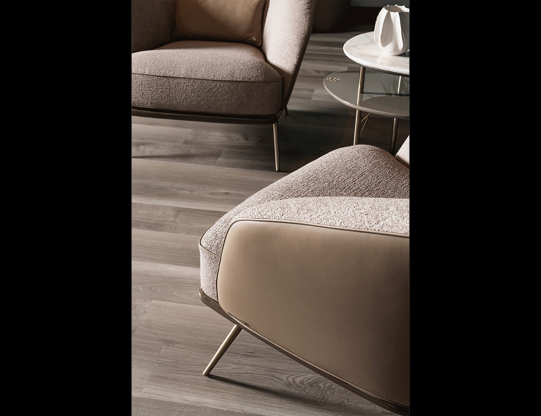 Le Comte Bedroom modern luxury bed with beige leather