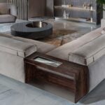 Orlando Living Room modern luxury sectional with beige leather