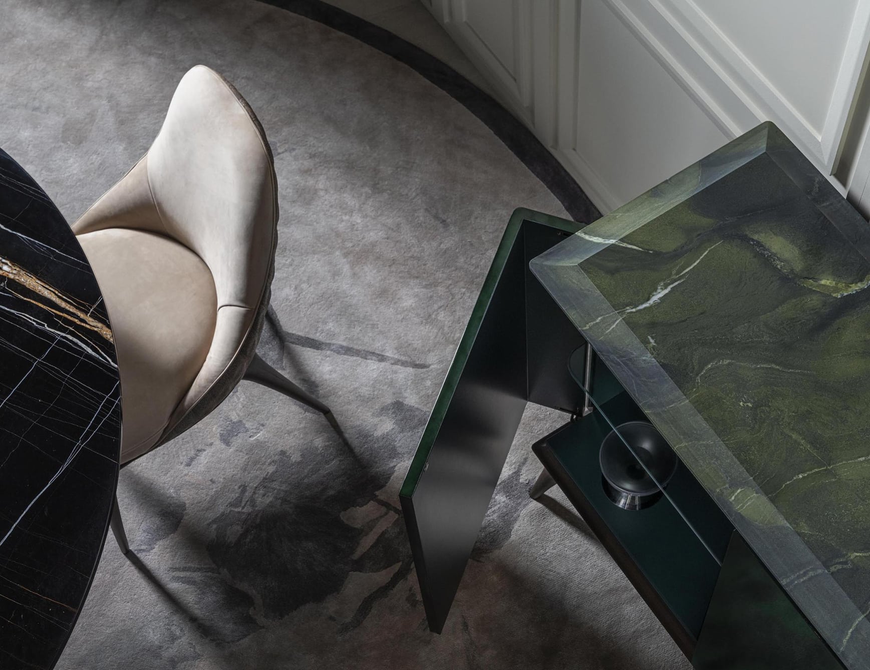 Rohan Dining Room modern luxury table with black leather
