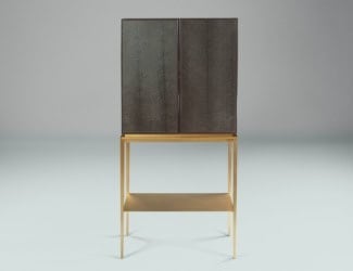High end Italian cabinet shown in 19.7&quot; width with a chrome metal diamond frame and a glass shelf with two doors. Finish options: 38 glossy or matt lacquers in diamond or ribbed design, fume mirror or bronzed mirror..Metal frame options: chrome and gold. Front finishes: diamond, ribbed, smoked and bronzed. Made in Italy.