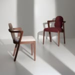 Fabric dining chairs with wooden frames