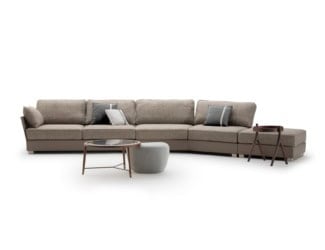 &lt;p&gt;
	Marina luxury Italian Terminale-Tav-Terminale sectional lounge chairs shown in upholstered white fabric. Finish base options: metal finished in a bronze paint with Green/Grey rope. Its composed with a small square table, the top is shown in tecnomarble calacatta matt. This luxury Italian furniture collection combines high-end materials in wood and metal with fabric upholstery. A wide variety of fabrics and leather are available to choose from (samples available upon request). Made in Italy.&lt;/p&gt;
