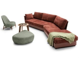 &lt;p&gt;
	Marina luxury Italian Terminale-Tav-Terminale sectional lounge chairs shown in upholstered white fabric. Finish base options: metal finished in a bronze paint with Green/Grey rope. Its composed with a small square table, the top is shown in tecnomarble calacatta matt. This luxury Italian furniture collection combines high-end materials in wood and metal with fabric upholstery. A wide variety of fabrics and leather are available to choose from (samples available upon request). Made in Italy.&lt;/p&gt;
