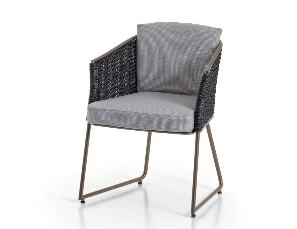 Afrodite modern luxury chair with grey upholstered fabric