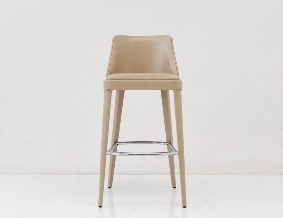 Lola contemporary Italian stool with ivory leather