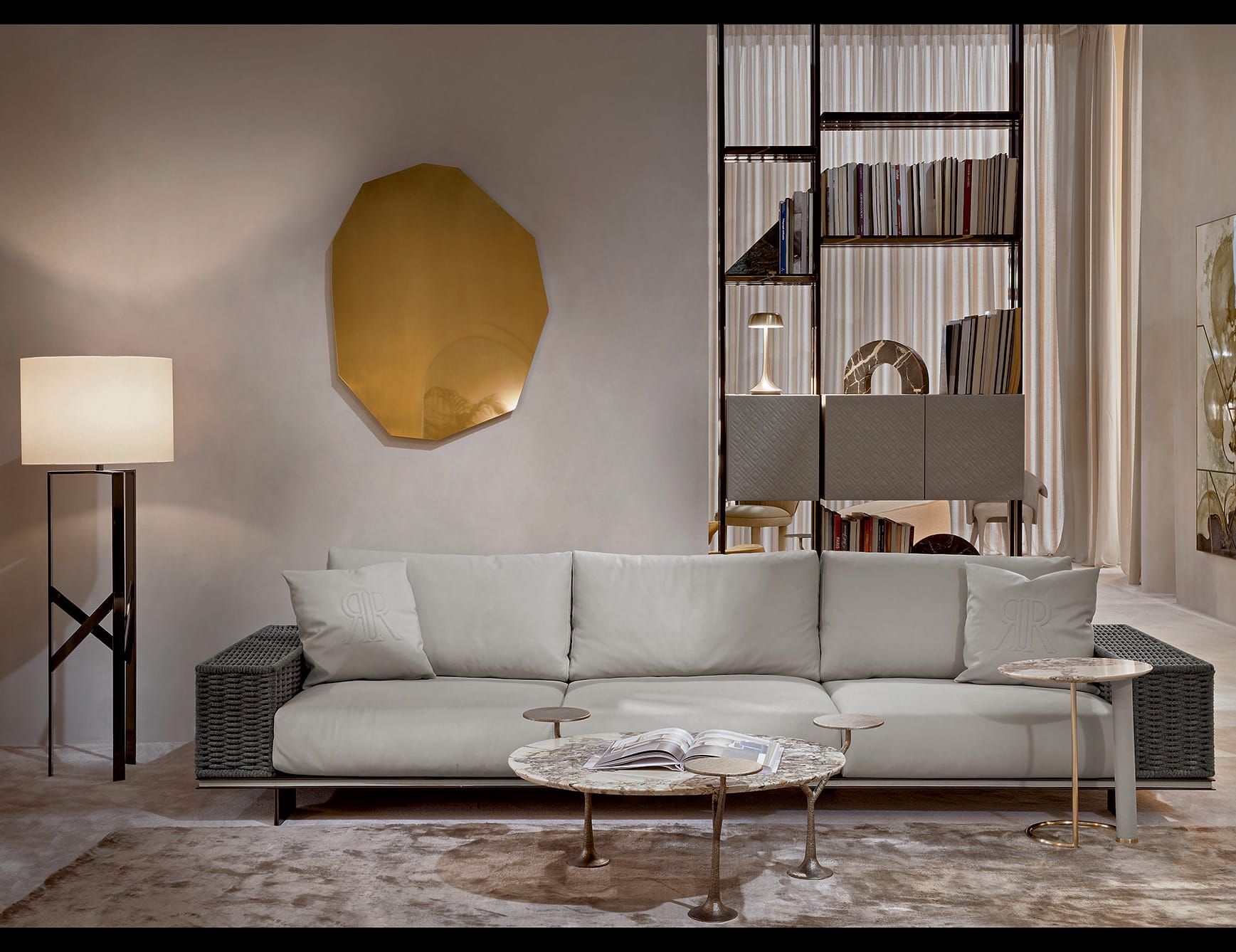 Memphis modern luxury sofa chair with grey upholstered fabric