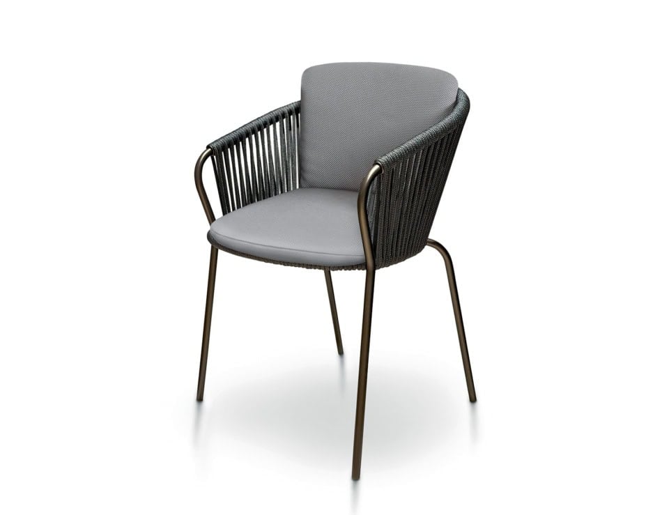 Minerva modern luxury chair with grey upholstered fabric