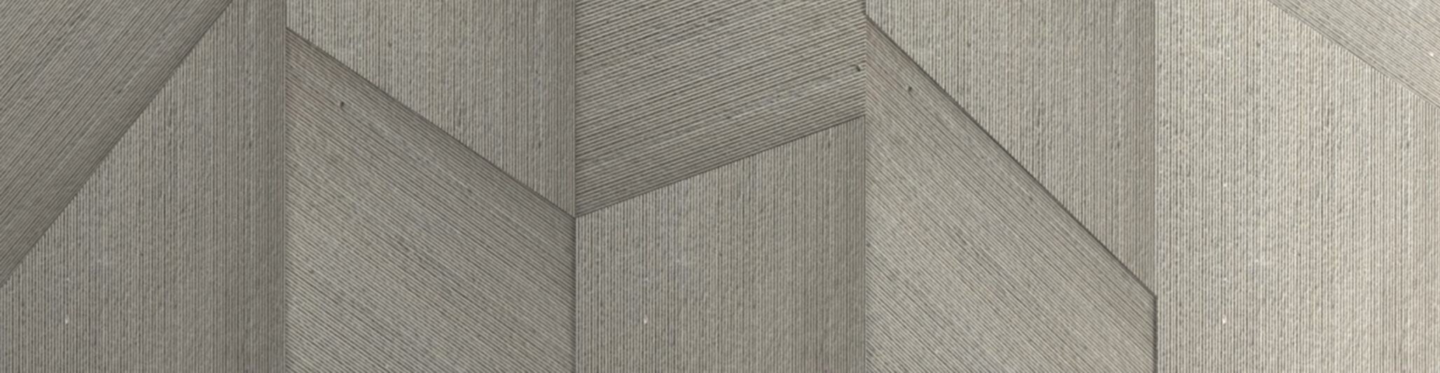 Textured gray geometric wall tile pattern with linear surface finish