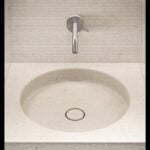 Marble bathroom vanity sink in Bianco Siberia finish