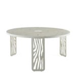 Kalahari circular metal dining table with patterned cutout legs
