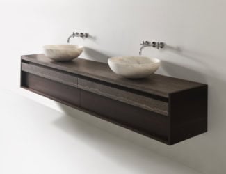 Asia 100 modern Italian basin shown in white mitek in 39.3&quot; size. Lavabi is available a sit-on or under-mount basin in various sizes="auto" including 27.5&quot; and 39.3&quot;. Finishes available: mitek. Colors available: white. Made in Italy.