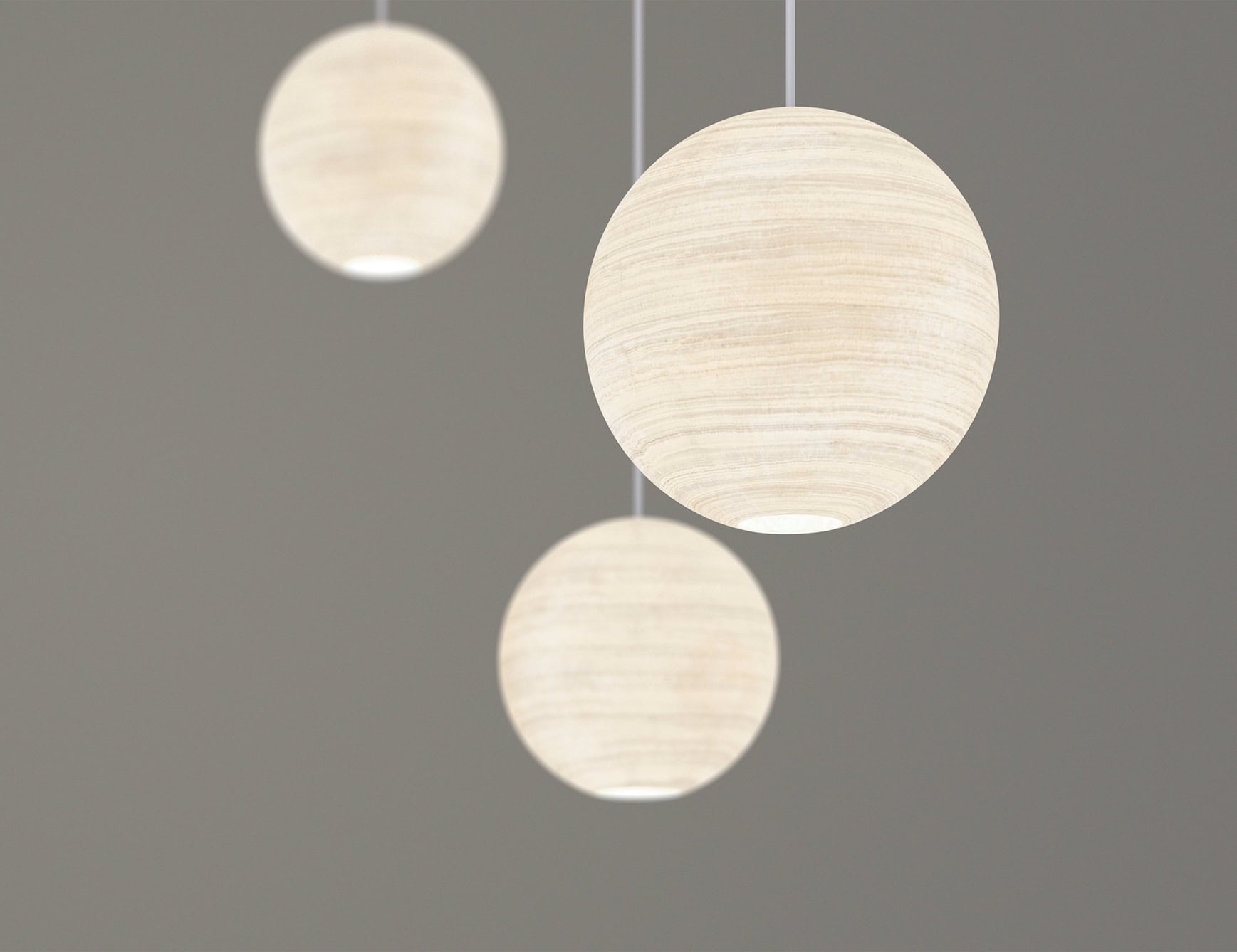 Libe Designer Italian Round Suspension Light designed by Gianpaolo Rampolla &amp; Andrea Liguori is shown in natural oak wood. The diffusion of light is amplified by Asfour crystal lozenges. Chromed metal base.. Made in Italy.