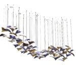 Glass pendant chandelier with multiple hanging light elements