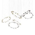 Glass pendant chandelier with multiple circular suspended light elements