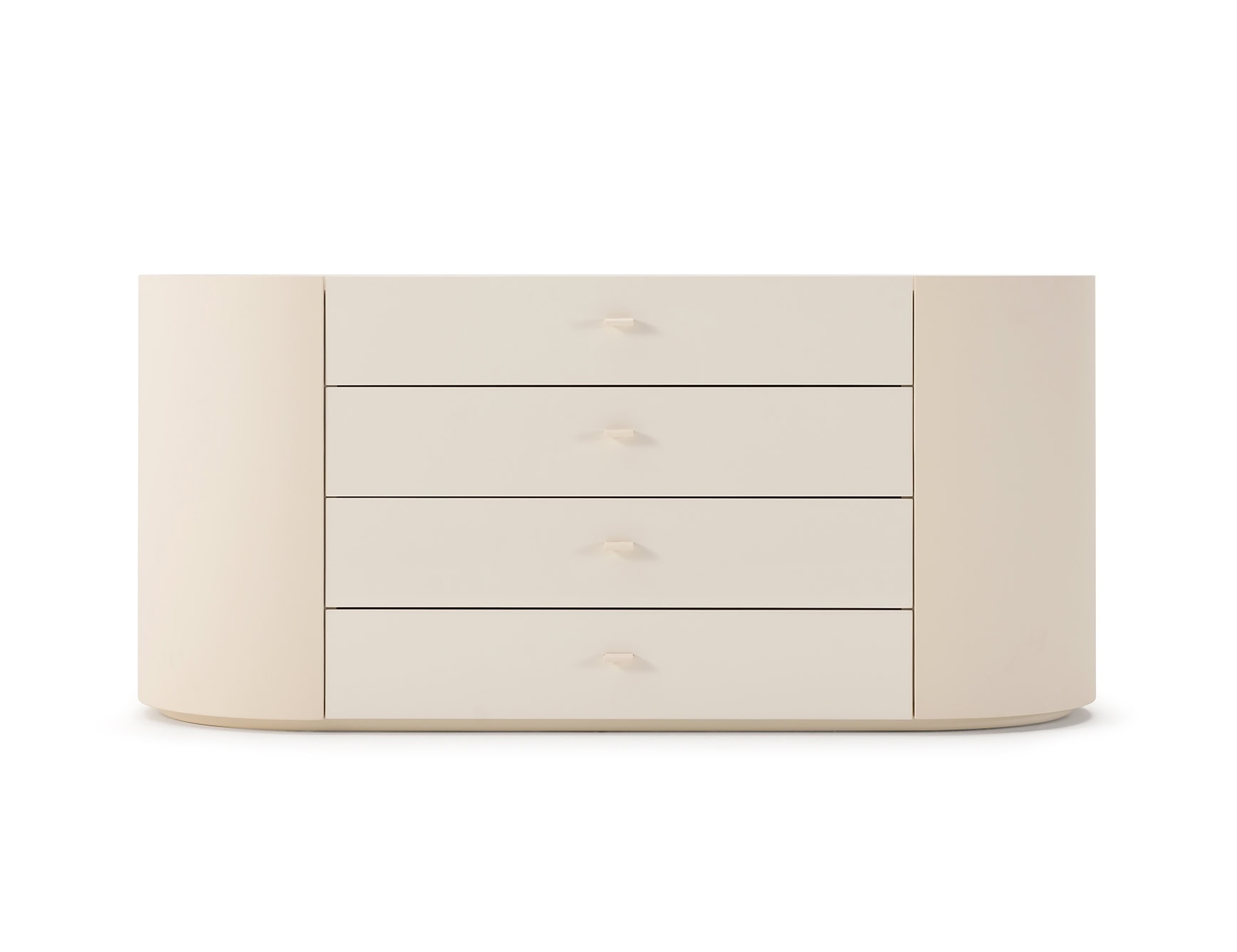 Vine R541 Italian designer chest of drawers shown in Beech and walnut wood upholstered in cream leather. Top composed of tempered bronzed glass. Drawers upholstered in cream leather with Beech wood handles. Metal details shown in brushed gold. Metal details also available in brushed bronze finish. This collection is distinguished by their enduring quality, embodying the timeless principles of originality, authenticity, and uniqueness that define the philosophy evident in every product, from singular pieces to complete projects. Vine collection offers a range of furniture pieces including sofas, sectionals, dining table, dining chair, bedside table, chest of drawers, beds, sideboard, bar cabinets, mirrors, armchairs, coffee table, pouf, vanity and accent tables. A wide selection of leathers are available to choose from (samples available upon request). Made in Italy.