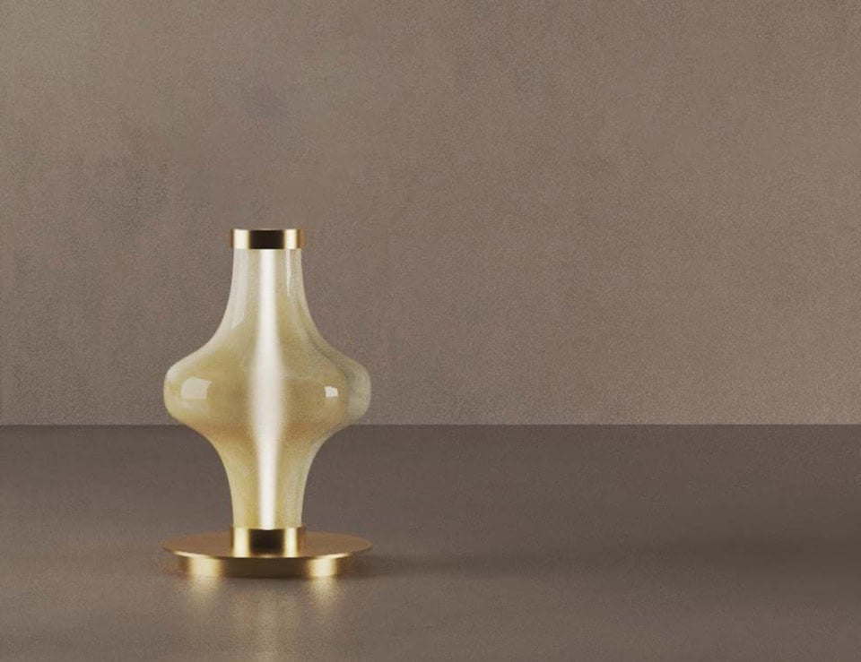 Murano glass table lamp with round metal base